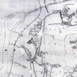 This is an extract from an 1864 Map of Hayling Island. It extends from the 1824 road bridge in the north to Stoke village to the south. It also shows the route of the proposed railway running on an embakment, from the railway bridge off the coast in Langstone Harbour. Two ares of Common Land are present, Creek Common to the north and Stoke Common just to the west of Stoke village.
